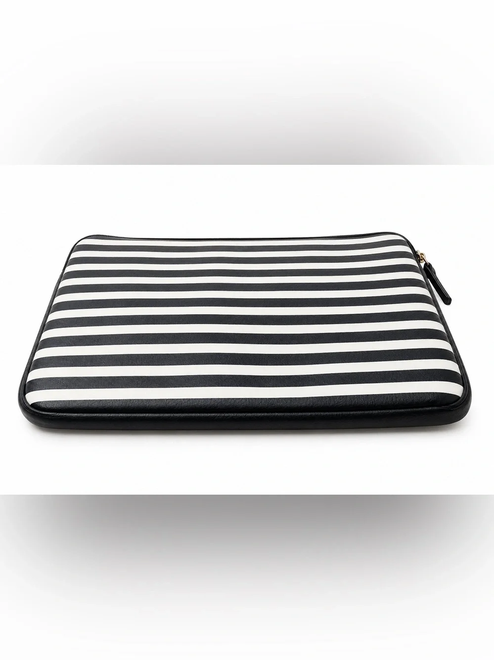 kate spade Black & White Striped Tablet Sleeve with Gold Accents